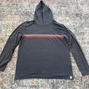 Fair‎ Harbor Mens Sun Seabreeze UPF 50 Hoodie Gray Striped Long Sleeve Size S